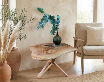 Wood Plant Stand, Walnut Coffee Table, Small Wood Table, Coffee Table Decor, Natural Wood Decor