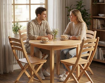 Wooden Folding Dining Chair Handmade, Farmhouse Seating, Boho Home Decor, Outdoor Patio Furniture, Rustic Style
