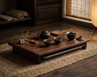 Tea Tray for Gongfu Ceremony, Wooden Serving Tray, Japanese Low Table, Wabi Sabi Decor, Tea Lover Gift