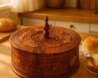 Handmade Wooden Large Bread Box, Farmhouse Kitchen Bread Holder, Vintage Corner Box for Kitchen Decor, Wedding Gift Idea, Roti Box