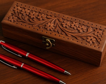 Personalisierte Rosenholz Stiftetui: Personalisiertes Briefpapier Box Geschenk für Schriftsteller