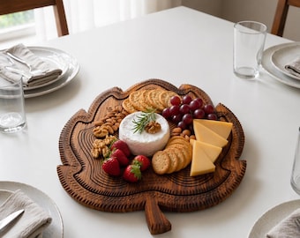 Handcrafted Wooden Cheese Board with Divided Sections for Snacks and Entertaining