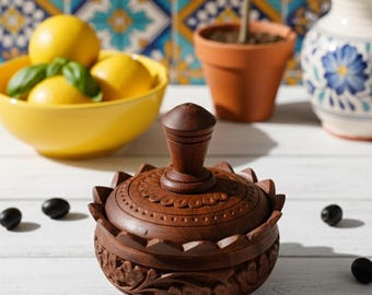 Handcrafted Salt Box with Lid Wooden Storage Organizer Kitchen Accessories & Housewarming Gift for Her