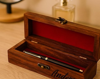 Personalizowane drewniane etui na długopisy, ręcznie rzeźbione pudełko na długopisy, przechowywanie piór wiecznych, prezent dla pisarza, biurowy uchwyt na długopisy na biurko
