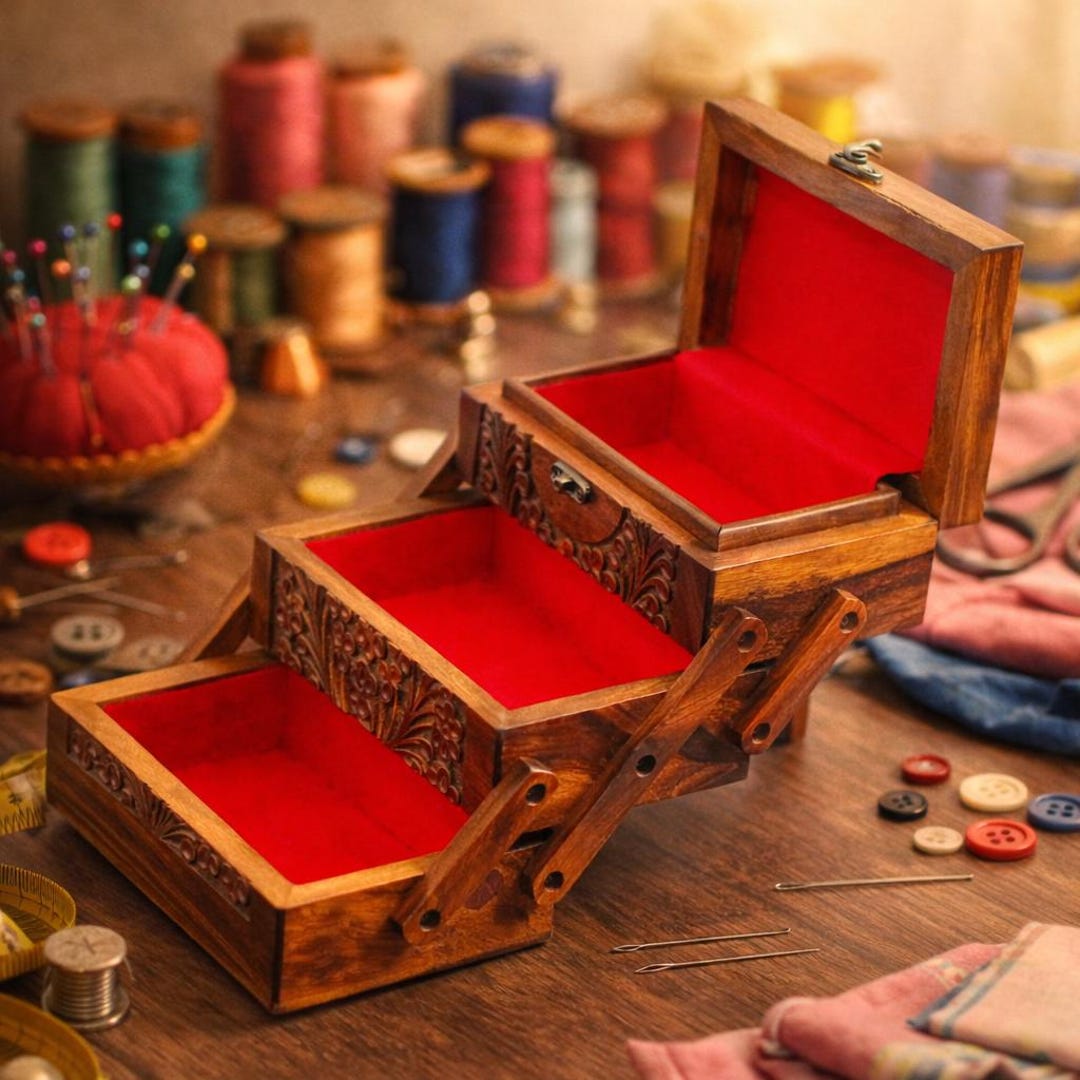 Handmade Storage Boxes Handmade Engraved Wooden Storage Box for Sewing, Tools & Jewelry ...