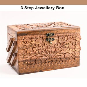 Große Schmuckschatulle Drei Überlagerte Box Geschenk für sie Geschenk für Frauen 5.6.7 Jahrestag Geschenk Einzigartige hölzerne Schmuckschatulle