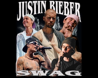 Justin Bieber SWAG TShirt PNG Design, Bootleg Tee, Instant Download And Ready To Print