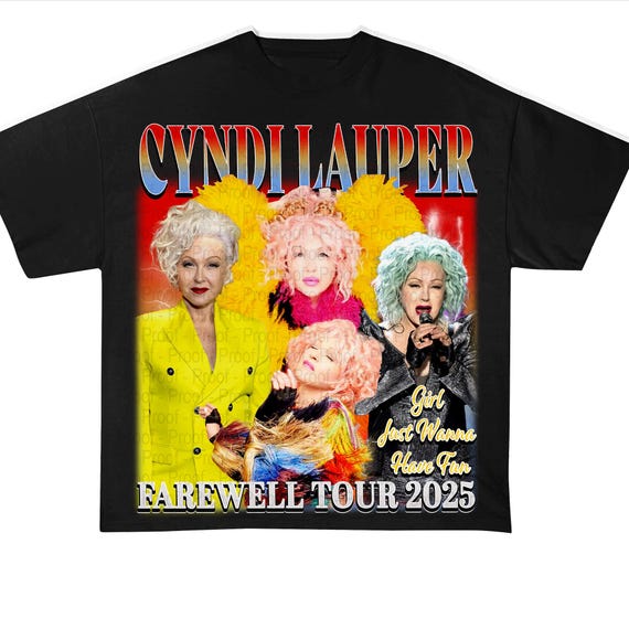 シンディ・ローパー フェアウェルツアー2025 Tシャツ PNGデザイン