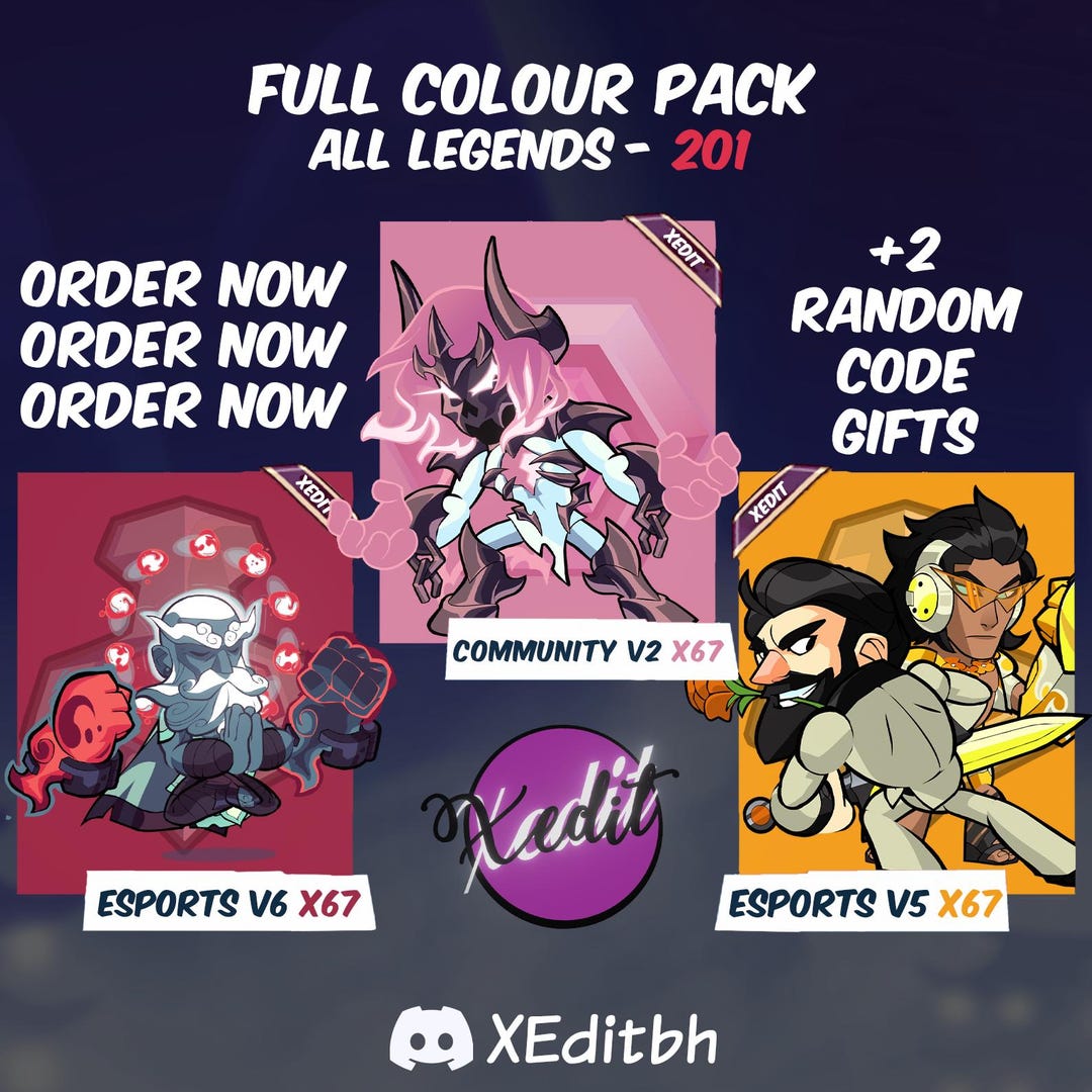 Brawlhalla All Legends 201 Color Pack | V6 + V5 + Community Colors V2 ...