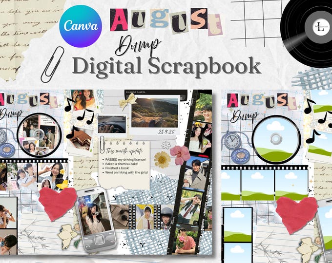 Vintage Scrapbook Canva Template | Aesthetic Photo Dump Journal ...