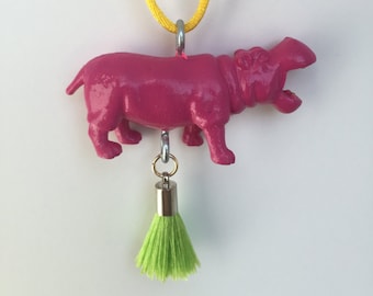 Trendy Hippo Necklace, Girls Necklace, Toddler Necklace, Animal Necklace, Kids Necklace