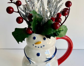 Winter Snowman Mug Christmas Assemblage