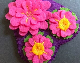 Pink Floral Elastic Bookmark on Bright Green Elastic