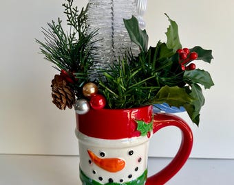Tall Snowman Mug Christmas Assemblage