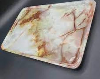 Onyx Kristalltablett, 8 x 12 Zoll Steintablett, Onyx Waschtisch, handgemacht, natürliches Onyx Dekor, dekorative Onyx Platte