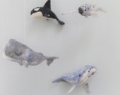 Baby Mobile, Needle Felted Whales, crib mobile, nursery decor