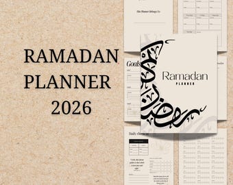 Minimalist Ramadan Planner 2026 | Printable Ramadan Journal, Daily Ibadah & Goal Tracker