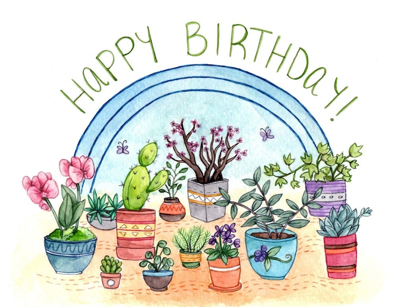 Happy Birthday Houseplants Card Etsy