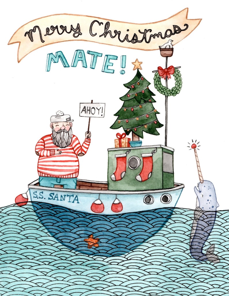 Santa Sailor Card Etsy