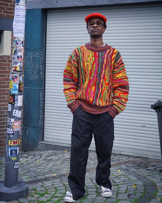 ミュージシャン CRAZYBOY p(R)ojectRLogo Knit Sweater Knited Pullover 90 Biggie Smalls Notorious Big Colorful Structured