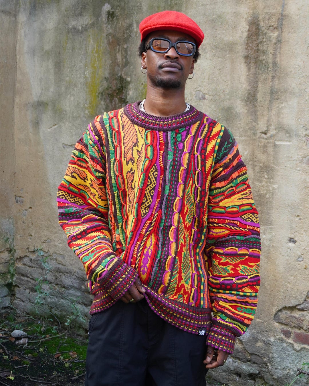 【未使用】COOGI セーター Mサイズ biggie 90s Knited Pullover 90 Biggie Smalls Notorious Big Colorful Structured
