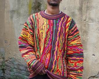 Men's Vintage Roundtree & Yorke 3D Textured Coogi Style Sweater