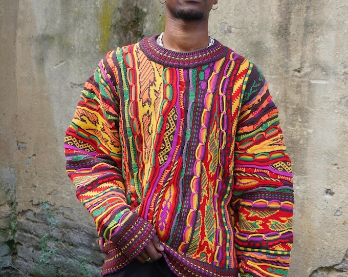 Knitted Pullover 90 biggie smalls notorious big bunt Struktur Rap hip hop Jumper Jamaica vintage coogi style sweater 3D Multicolor