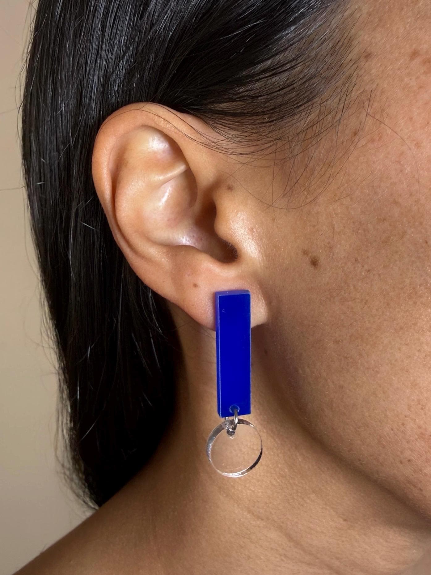 Boucles d'Oreilles Bleu Electrique Marine Roi Royal Jaune
