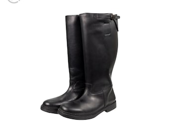 Handmade Black Leather Knee High Boots for Men | Vintage Riding & Biker Boots | Genuine Leather Tall Boots