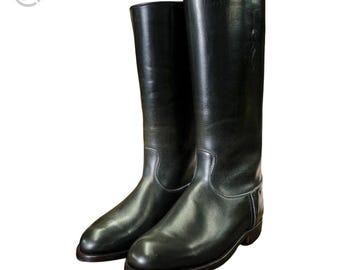 Men’s Black Leather Tall Boots – Genuine Leather Riding Boots, Classic Knee High Boots for Men, Handmade Leather Boots
