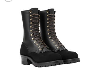Vintage Herman Survivors Logger Boots Black Leather Vibram Mens 9-10 Wide Herman survivors black leather - Gem main image 4