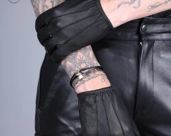 Men’s Black Leather Gloves – Genuine Soft Leather Driving Gloves, Classic Motorcycle Biker Gloves for Everyday Style and Comfort