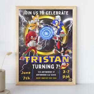 Sonic Digital Birthday Invitation | Editable Sonic Party Invite | Blue Hedgehog Theme | Digital Download | Printable Boy Birthday Invitation