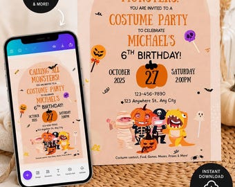 Calling All Monsters Costume Party Digital Invitation | Spooky Halloween Invite