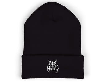 LIVE METAL Beanie, winter hat, embroidered, heavy metal beanie, heavy metal hat