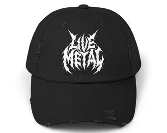 LIVE METAL Unisex Distressed Cap, baseball hat, heavy metal hat