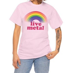 LIVE METAL Regenbogen T-Shirt, Heavy Metal Shirt, rosa Heavy Metal Shirt, lustiges Heavy Metal Shirt, Pride, Death Metal Shirt, Metalhead Shirt