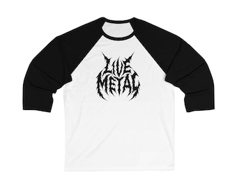 LIVE METAL Unisex 3\4 Sleeve Baseball Tee, heavy metal baseball tee