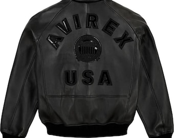 Men's Avirex Leather Bomber Jacket: Air Force Pilot Style ( Replica )
