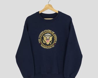 Vintage USA Sweatshirt: Washington DC Embroidered Souvenir - Size M
