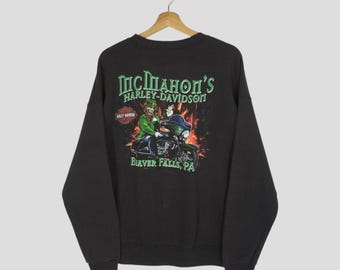 Vintage Harley Davidson Motorcycles Black Sweatshirt Large Harley Davidson Hog Chopper Motorcycle Sweater Hd Mc Mahons Beaver Falls Size L