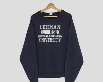 Vintage Champion Lehman University Blue Sweatshirt Xlarge Lehman University Physical Education Spell Out Sweater Lehman Pullover Size XL