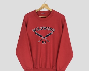 Bluza Vintage Wildwood New Jersey – czerwona pamiątka z okrągłym dekoltem