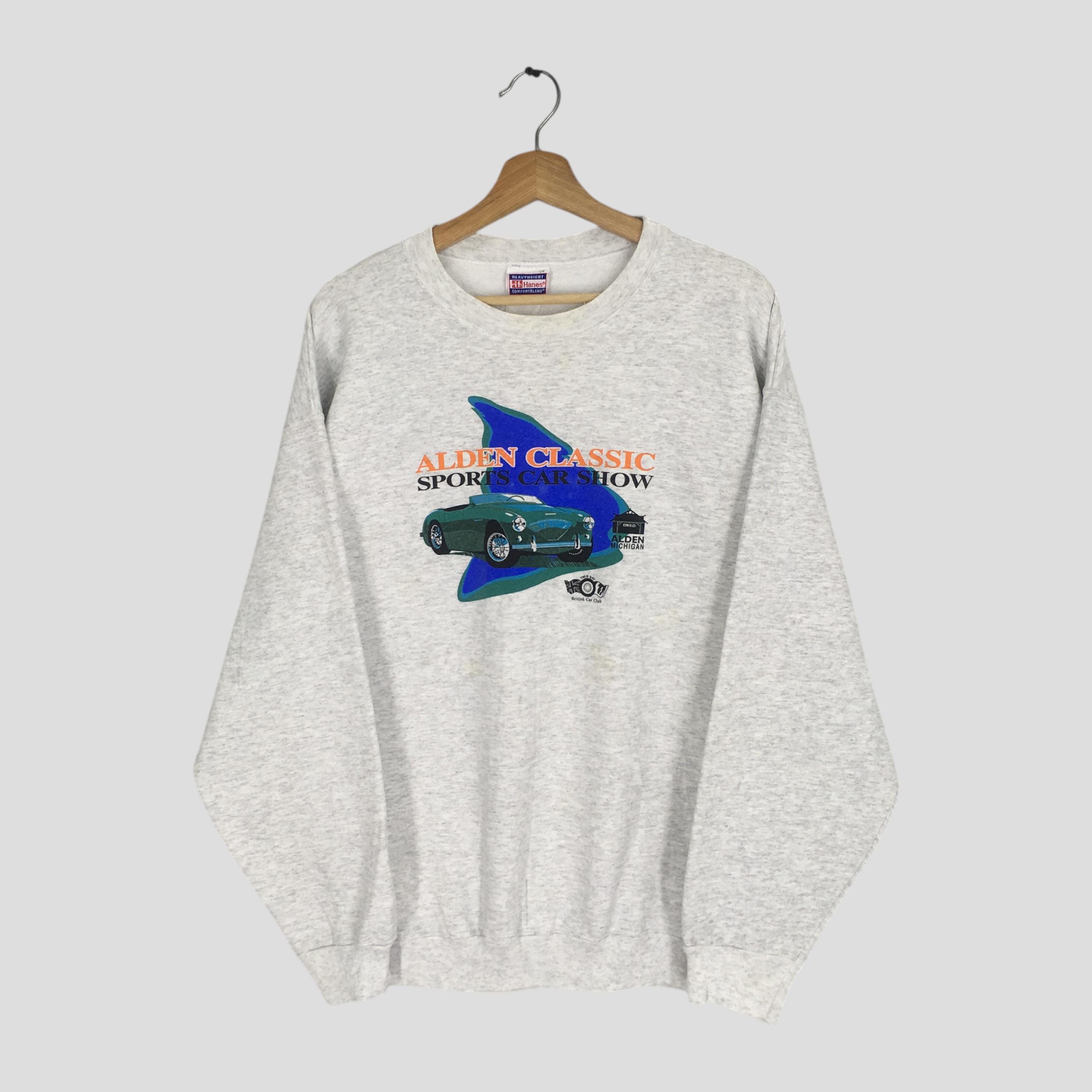 Alden, Vintage Alden Classic Grey Sweatshirt Large Alden Classic Sports Car Show Graphic Printed Sweater Sports Car Crewneck Retro Pullover Size L