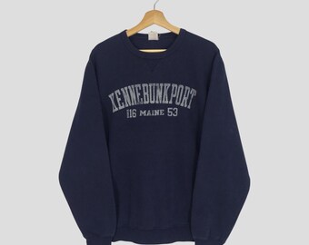 Vintage Kennebunkport Blue Sweatshirt Xlarge Kennebunkport Town Maine Spell Out Sweater Kennebunkport Souvenir Crewneck Pullover Size XL