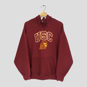 Vintage University Of Southern California Maroon Sweater 2Xlarge USC Southern Trojans Football Ncaa Embroidery Logo Hoodie Trojans Size XXL