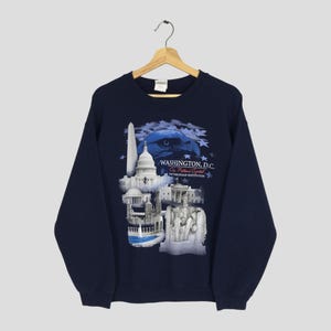 vintage Washington capitale des États-Unis sweat bleu moyen Washington DC pull imprimé graphique Washington Dc souvenir pull taille M