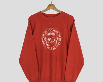 Vintage 90s University Of Hilton Head Red Sweatshirt Medium University Of Hilton Head Island Spell Out Sweater Hilton Head Crewneck Size M