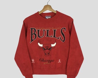 Vintage 90's Chicago Bulls Red Sweatshirt Medium Kids Chicago Bulls Basketball Sport Team Big Printed Sweater Bulls Pullover Size M Kids