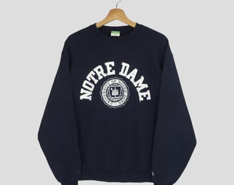 Vintage Notre Dame Blue Sweatshirt Medium University Of Notre Dame Spell Out Logo Sweater Notre Dame Fighting Irish Crewneck Pullover Size M